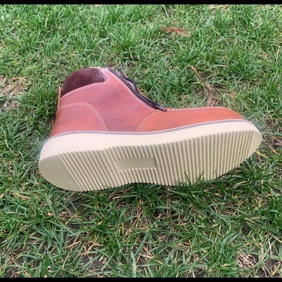 MEN'S WORK BOOTS GENUINE LEATHER ZIP UP COGNAC - Picture 7 of 7